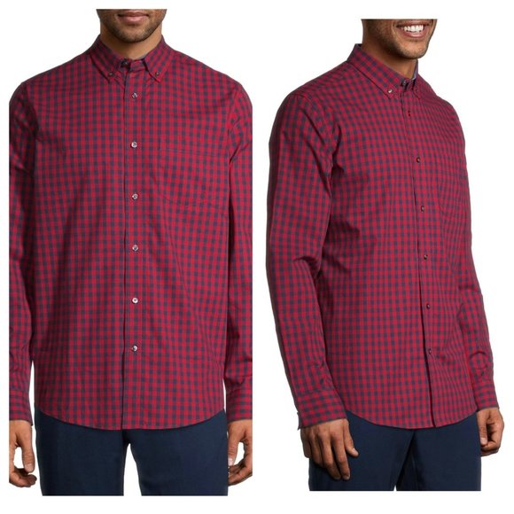 NWT George Men's Casual Comfort Laidback Long Sleeve Stretch Poplin Shirt SZ 3X - Picture 1 of 5